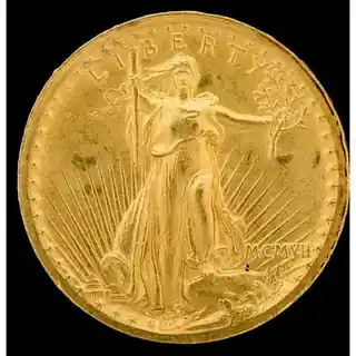 Obverse of a 1907 high-relief Saint-Gaudens double eagle